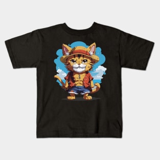 Cat straw hat Kids T-Shirt